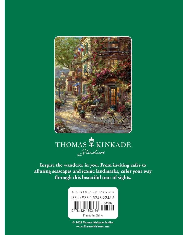 Thomas Kinkade Studios Inspired Destinations: A Coloring Book for Travelers Направления, раскраска для путешественников /Книги на английском языке