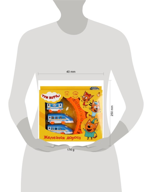 Железная дорога мультяшная Три Кота длина пути 136, кор.25*20,5*4см ТЕХНОДРАЙВ в кор.2*54шт