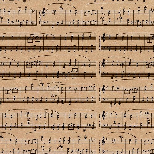 Упаковочная KRAFT бумага Ноты (10 л в рулоне, 70 Х 100 см) УБ-2170