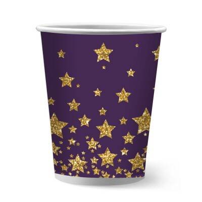 Набор бумажных стаканов Звезды на черном - 2, 6шт*250 мл