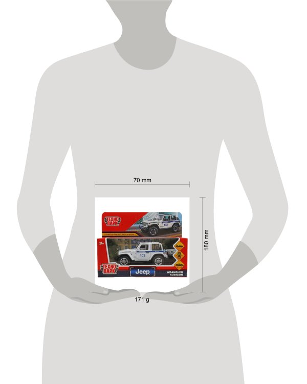 Машина металл JEEP WRANGLER RUBICON ПОЛИЦИЯ 11 см, двери, багаж, инерц, кор. Технопарк в кор.2*36шт