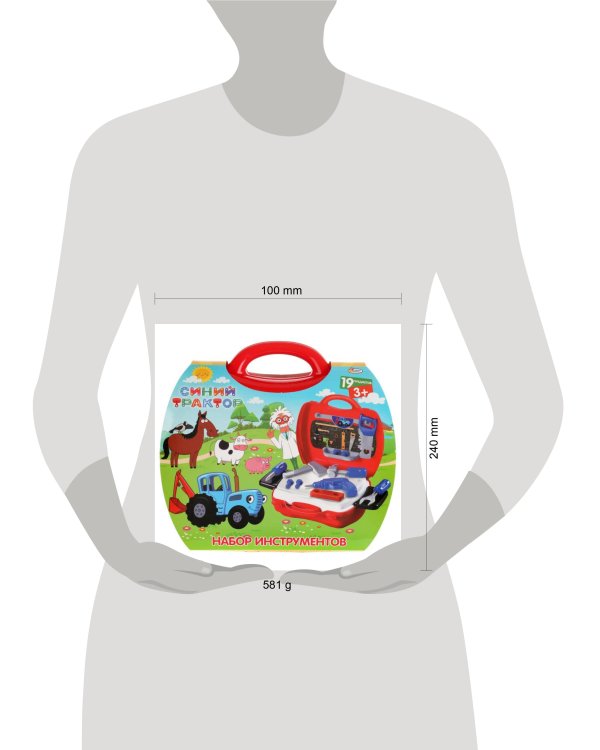 Набор инструментов Синий ТРАКТОР чемодан, 24*10,5*24см ИГРАЕМ ВМЕСТЕ в кор.2*18шт