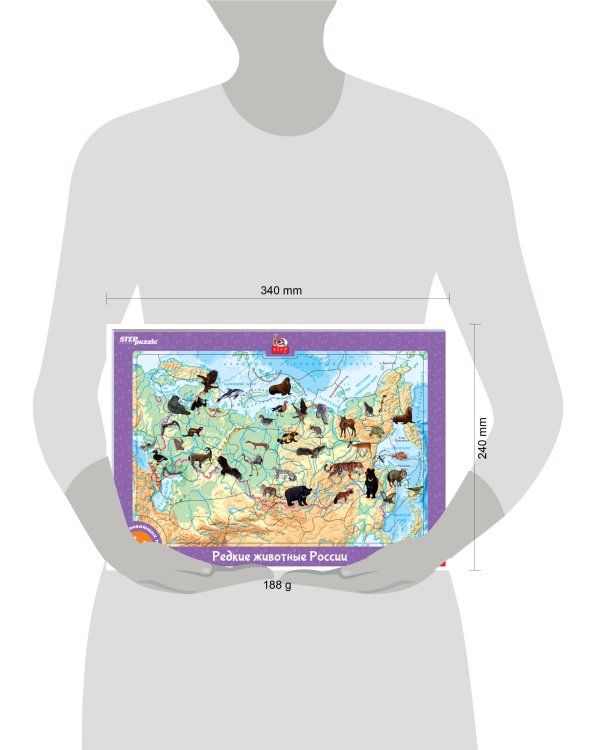 Развивающий пазл "Редкие животные России" (большие) (IQ step)