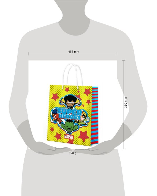 Marvel. Пакет подарочный большой-10, 330*455*100 мм (чиби)