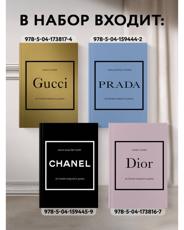 Подарочный набор. История модных Домов: Chanel, Dior, Gucci, Prada (черный)