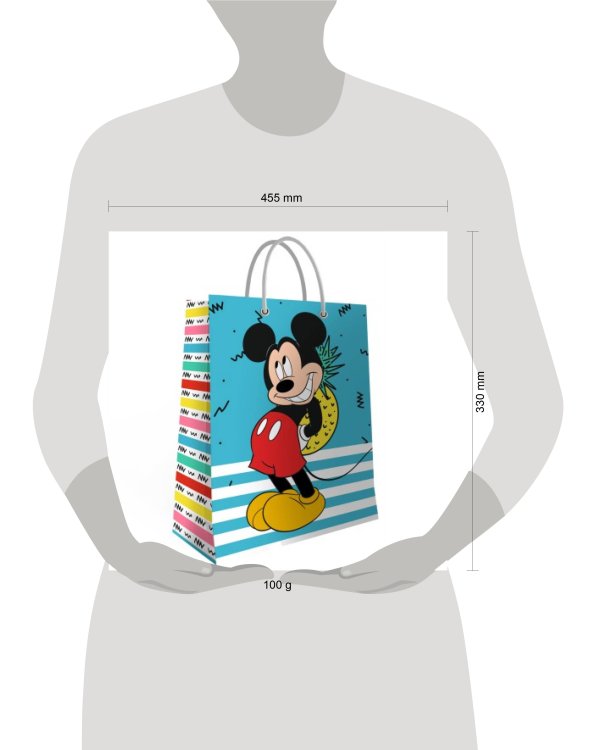 Mickey Mouse. Пакет подарочный большой (Мики с ананасом), 330*455*100 мм