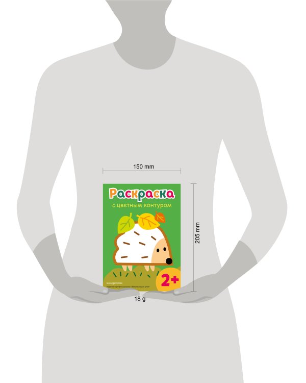 Раскраска с цветным контуром (Ежик)