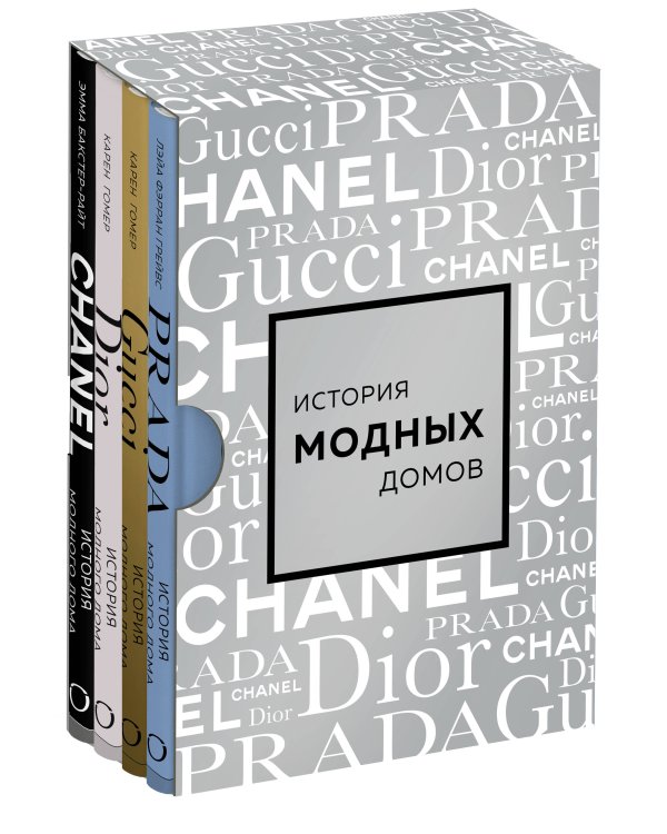 Подарочный набор. История модных Домов: Chanel, Dior, Gucci, Prada (серебряный)