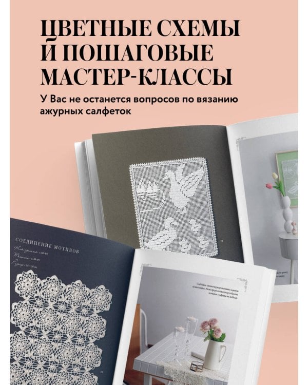 Японское ажурное вязание. Квадратные салфетки. Полное практическое руководство по вязанию крючком