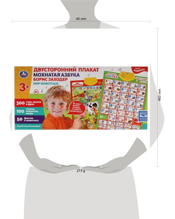 Двусторонний плакат ЗАХОДЕР БОРИС мохнатая азбука.300 слов,стихов.кор.бат. Умка в кор.30шт