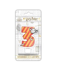 Harry Potter. Парафиновая свеча в торт (цифра 3 с рисунком), в блистере (чиби)
