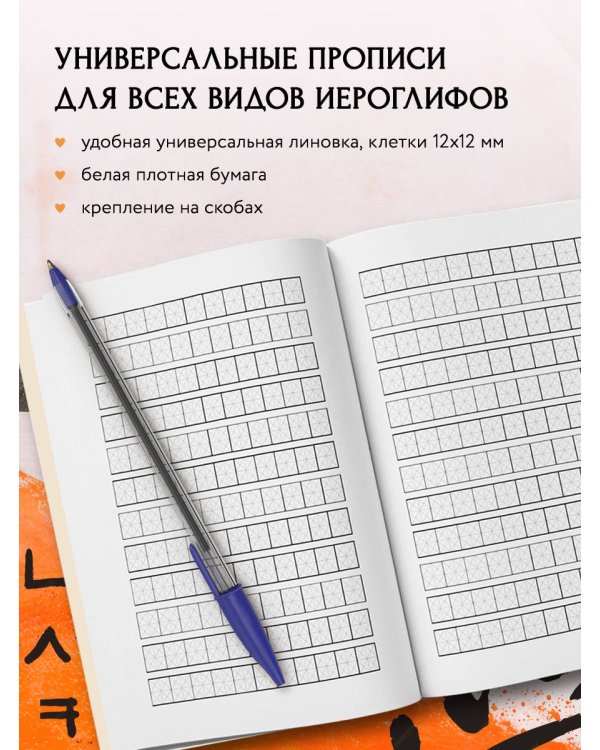 Тетрадь для иероглифов (рыжий котик)