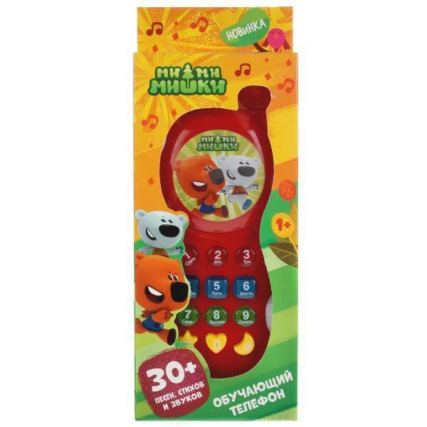 Музыкальный телефон Ми-ми-мишки 5 песен из м/ф, телефонные фразы и звуки, свет Умка в кор.2*108шт