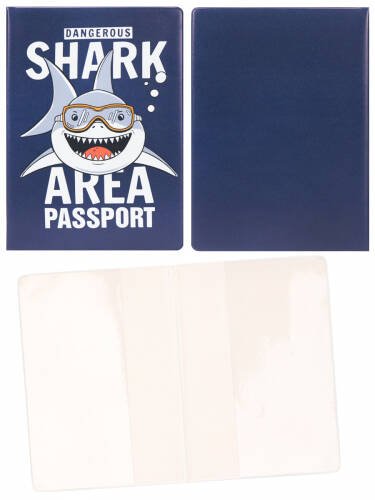 Обложка на паспорт "Акула-улыбака" (ПВХ, slim) ОП-4487