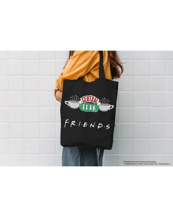 Сумка. Friends. Central perk (черная, 38х43 см, длина ручек 58 см)