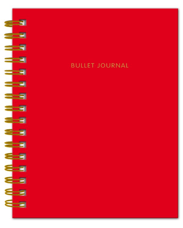 Bullet Journal (Алый) 162x210мм, твердая обложка, пружина, блокнот в точку, 120 стр.
