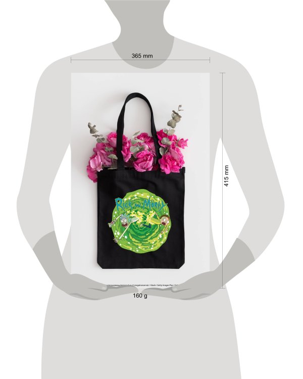 Сумка. Рик и Морти (черная, 38х43 см, длина ручек 58 см)