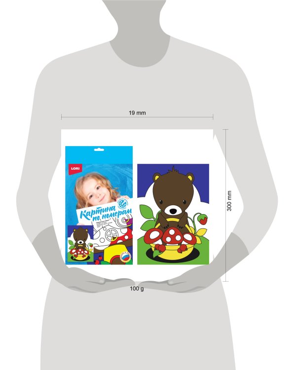 Ркн-050 Картина по номерам для малышей "Мишка с грибами"