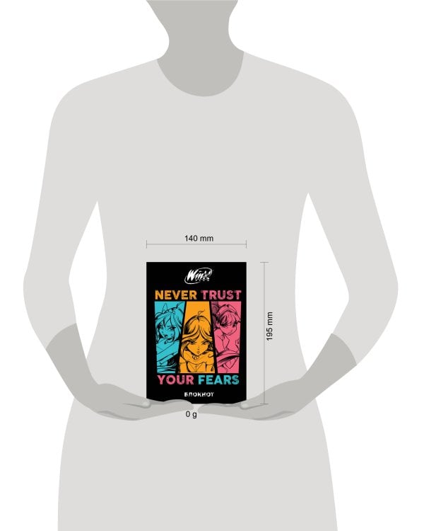 Winx. Блокнот. Черный (А5, 48 л., цветной блок, со стикерами)