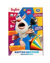 Картон БУБА цветной, мелов, 10л, 10цв, а4 Умка в кор.30шт