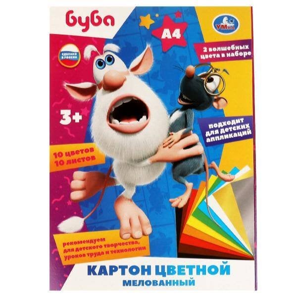 Картон БУБА цветной, мелов, 10л, 10цв, а4 Умка в кор.30шт