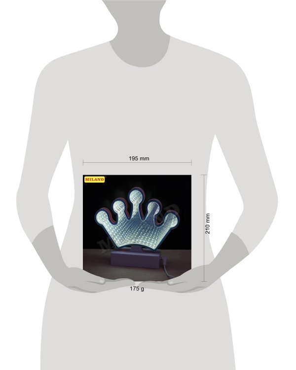 Зеркальный 3D светильник Корона, желтый свет УД-9713