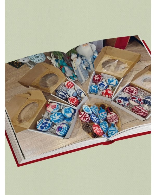 Самый теплый Новый год. Русские узоры. Вяжем на спицах елочные шары