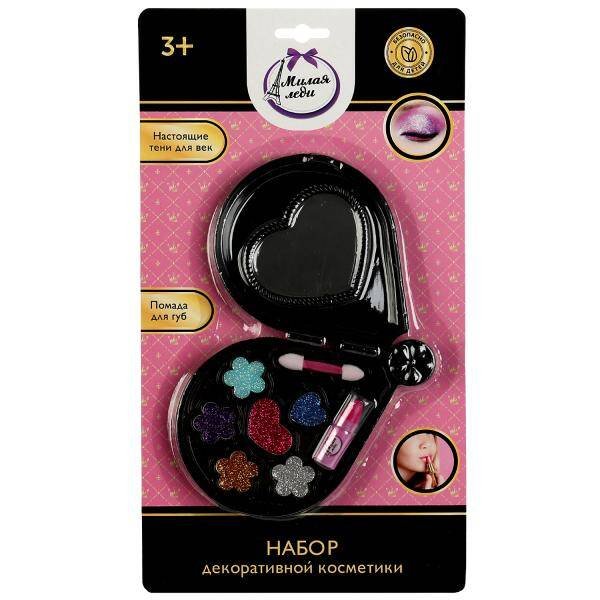 Косметика ДЛЯ ДЕВОЧЕК набор косметики: помада, тени с блестками МИЛАЯ ЛЕДИ в кор.2*90шт
