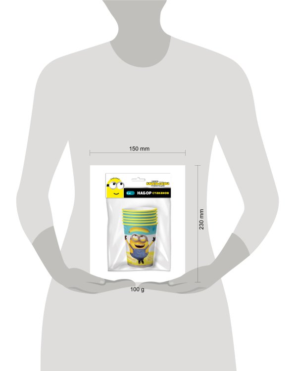 Minions 2. Набор бумажных стаканов, 6 шт*250 мл (3D дизайн)
