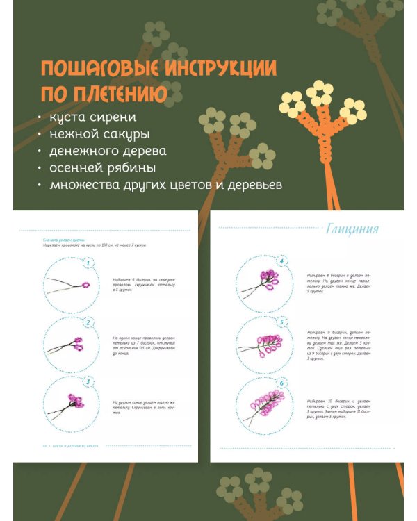 Цветы и деревья из бисера. Плетение для начинающих