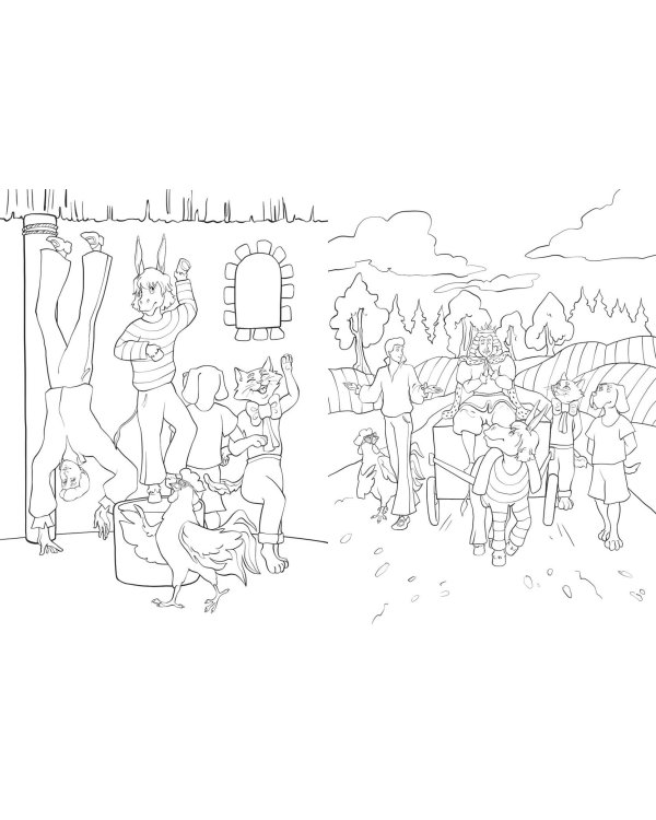 Бременские музыканты. Раскраска