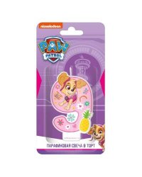 Щенячий патруль. Парафиновая свеча в торт (цифра 9 с героем) для девочек, в блистере