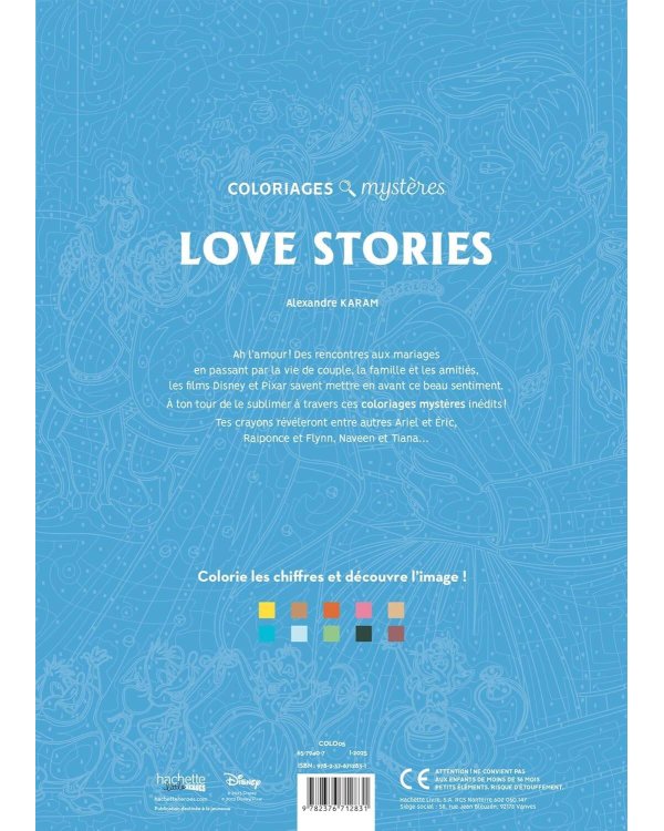 Coloriages mysteres Disney Love Stories раскраска Волшебный мир Диснея Любовные истории /Книги на английском языке