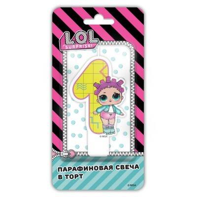 LOL. Парафиновая свеча в торт (цифра 1 с героем), в блистере