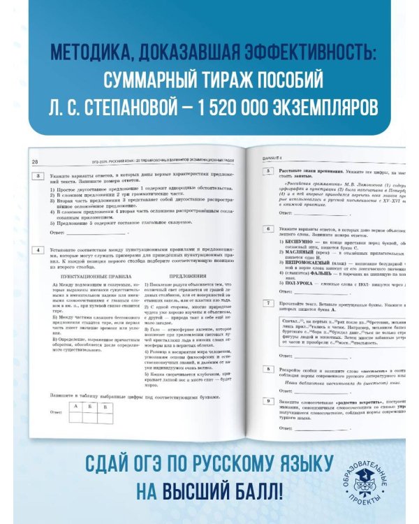 ОГЭ-2025. Русский язык.20 тренировочных вариантов экзаменационных работ для подготовки к ОГЭ