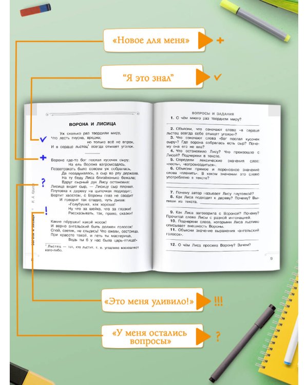 Хрестоматия. Практикум. Развиваем навык смыслового чтения. И.А. Крылов. Ворона и лисица. Басни. 2 класс