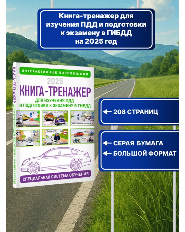 Книга-тренажер для изучения ПДД и подготовки к экзамену в ГИБДД на 2025 год