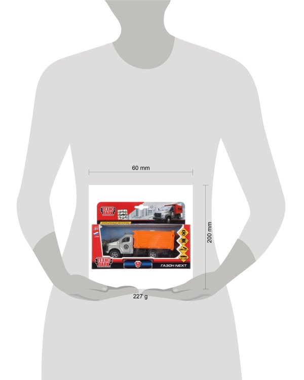 Машина металл ГАЗ Газон NEXT самосвал 14,5см, открыв. двери, инерц. в кор. Технопарк в кор.2*24шт