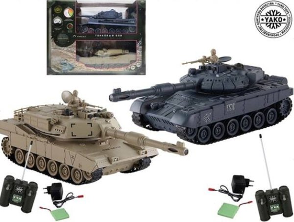 Набор танков на р/у (41×14×32см)"Тигр-1"(свет,звук,пушка ик, акк. 4,8V в компл.,в кор) (Арт. 6123)
