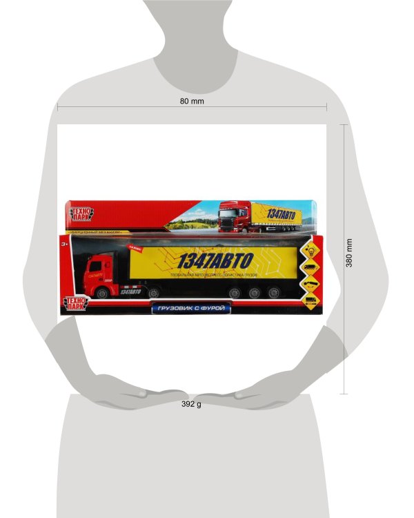 Машина металл свет-звук ГРУЗОВИК 32 см, подвиж. дет., багаж., инерц., кор. Технопарк в кор.2*30шт