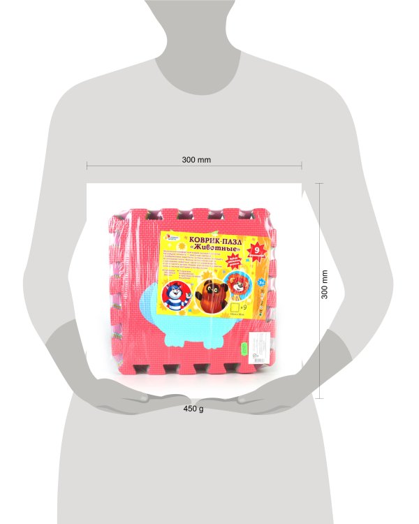 КОВРИК-ПАЗЛ "ИГРАЕМ ВМЕСТЕ" СОЮЗМУЛЬТФИЛЬМ С ЖИВОТНЫМИ, 9 СЕГМЕНТОВ, КАЖДЫЙ 30*30СМ В ПАК в кор.12шт