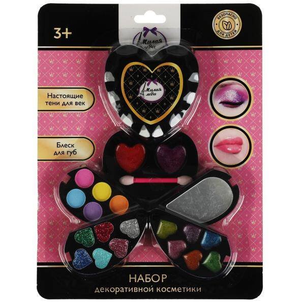 Косметика ДЛЯ ДЕВОЧЕК набор косметики: тени для век, блеск для губ МИЛАЯ ЛЕДИ в кор.2*96шт
