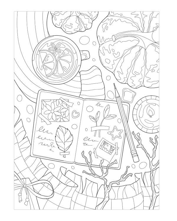 Раскраска хюгге. Добавь красок счастливым моментам