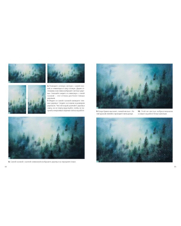 Акварель в каплях дождя. Рисуем глубины облаков, лотосовый пруд и сияние среди снегов