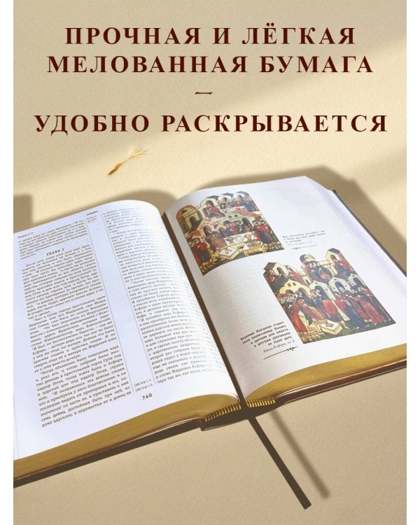 Библия. Книги Священного Писания Ветхого и Нового Завета, с параллельными местами, с цветными иллюстрациями, синодальный перевод, в кожаном переплете (с грифом РПЦ)