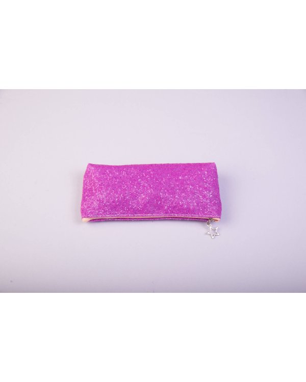 Пенал-косметичка (с блестками, на молнии, розовый)