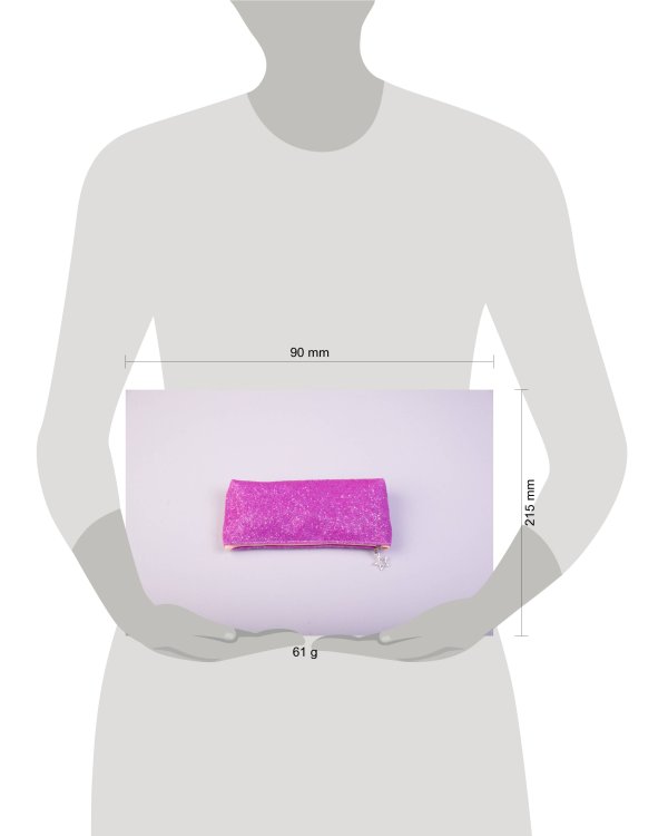 Пенал-косметичка (с блестками, на молнии, розовый)