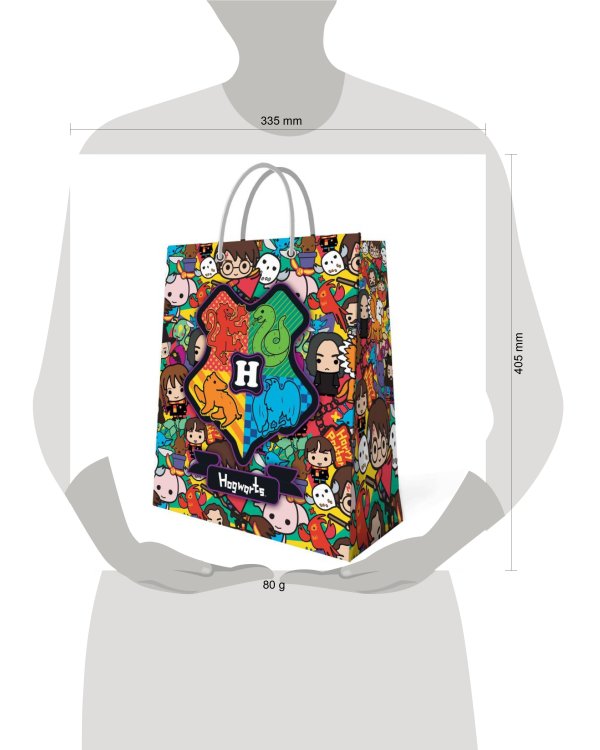 Harry Potter. Пакет подарочный большой (паттерн), 335*406*155 мм (чиби)