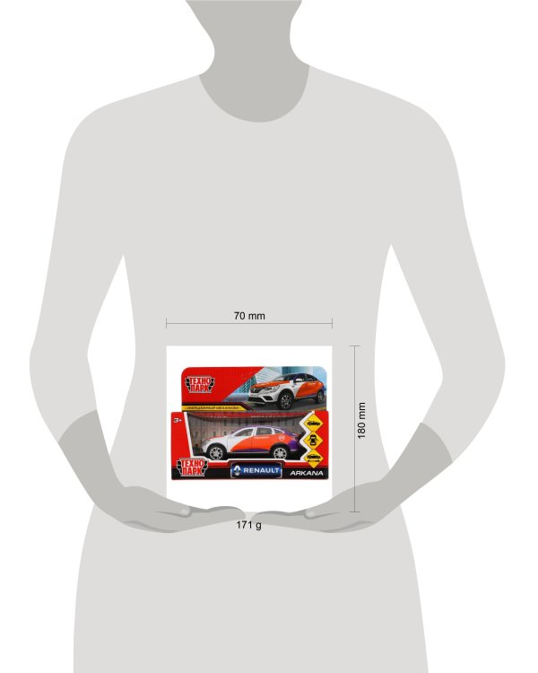 Машина металл RENAULT ARKANA КАРШЕРИНГ длина 12 см, двери, багаж, инер, кор. Технопарк в кор.2*36шт