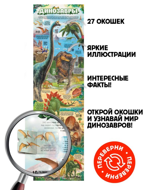 Плакат с окошками. Динозавры